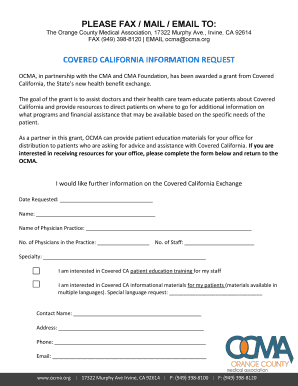 Covered California Information Request Form