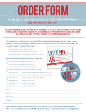 California Proposition 46 Opposition Form