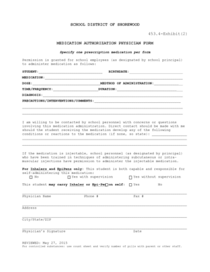 Medication Authorization Physician Form