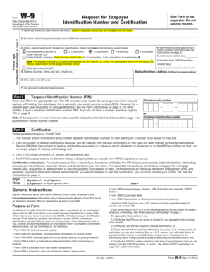 IRS Form W-9 Request for Taxpayer Identification Number and Certification