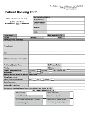 Patient Booking Form