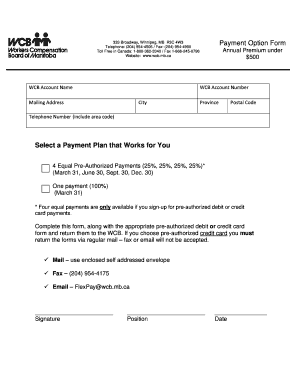 WCB Payment Option Form