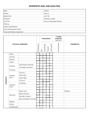 Worksite and Job Analysis Form