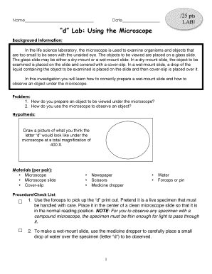 Microscope Lab Worksheet