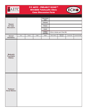 HIV/AIDS Telehealth Clinic Case Discussion Form