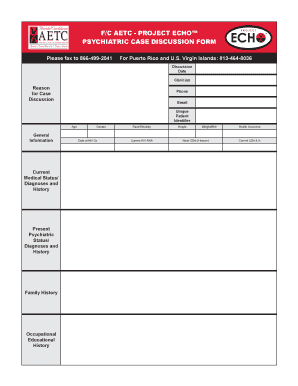 Psychiatric Case Discussion Form