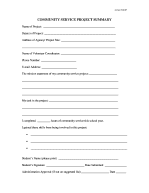 Community Service Project Summary Form