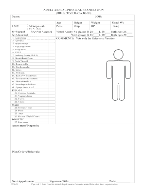 Adult Annual Physical Examination Form