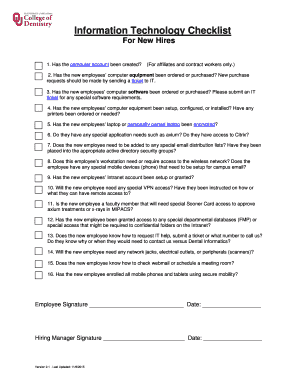 Information Technology Checklist for New Hires