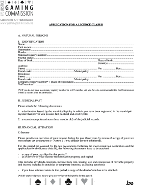 Application for a Licence Class B