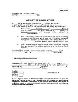 Philippines Bidding Affidavit Form