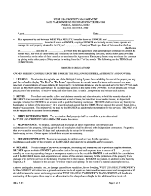 West USA Property Management Agreement
