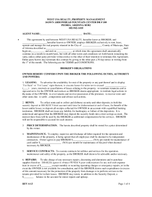 Arizona Property Management Agreement