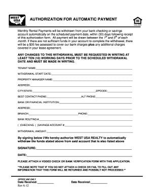 Authorization for Automatic Payment