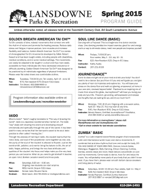 Lansdowne Spring 2015 Parks Recreation Program Guide