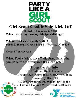 Girl Scout Cookie Sale Kick Off Permission Slip