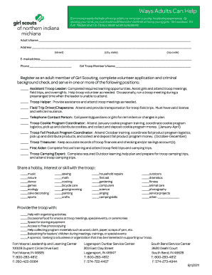 Girl Scouts Adult Volunteer Application