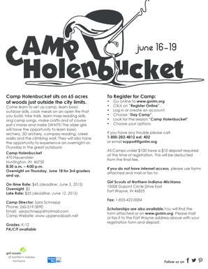 June 1619 Camp Holenbucket sits on 65 acres of woods just outside the city limits