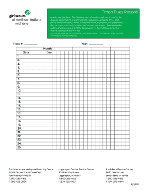 Troop Dues Record Form