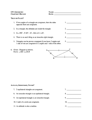 Geometry Chapter 3 Review Worksheet