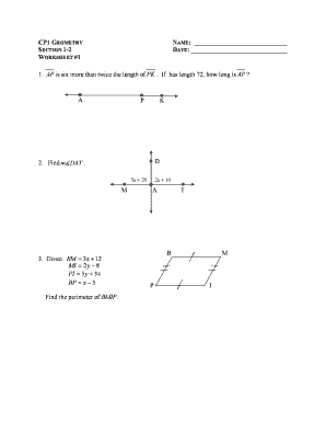 Geometry Worksheet