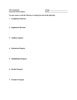 Geometry Study Sheet