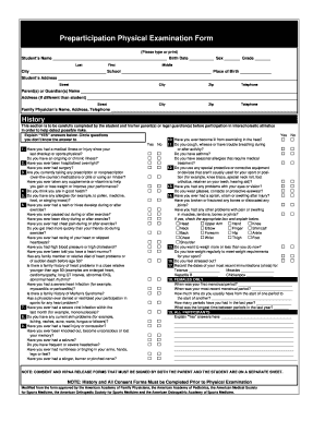 Preparticipation Physical Examination Form