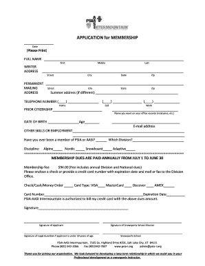 PSIA-AASI Intermountain Membership Application
