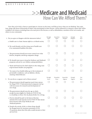 Medicare and Medicaid Questionnaire