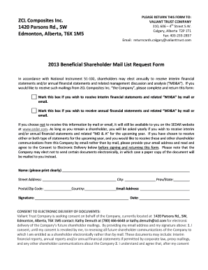 2013 Beneficial Shareholder Mail List Request Form