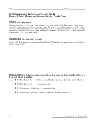 Child Development Family Types Analysis Activity