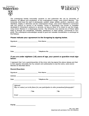 University of Waterloo Image Release Form