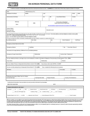 Employee Personal Data Form