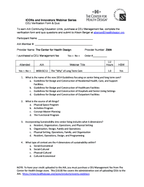AIA CEU Verification Form & Quiz