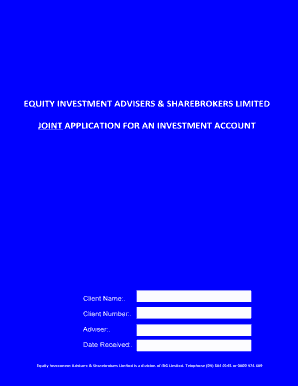 Joint Application for Investment Account