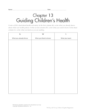 Child Care Health KWL Chart