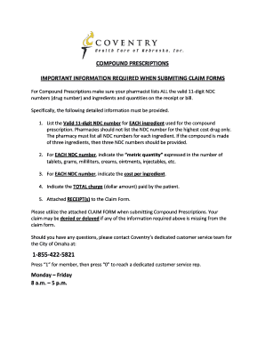 Compound Prescription Claim Form