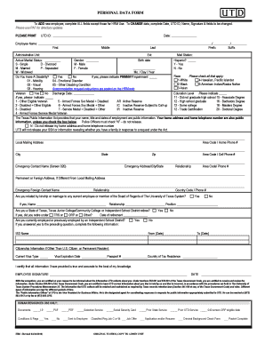 Employee Personal Data Form