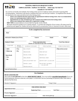 Testing Services Request Form