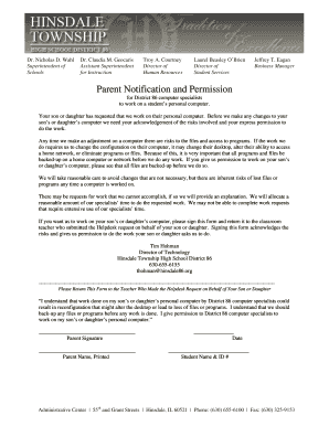 Parent Permission for Computer Work