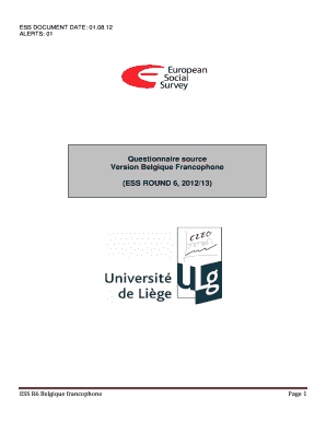 Questionnaire ESS Belgique Francophone