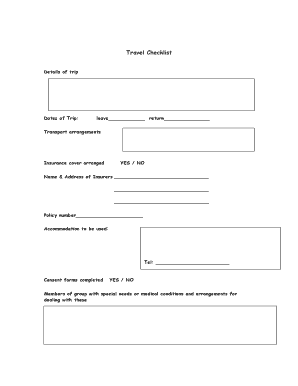 Travel Checklist Form