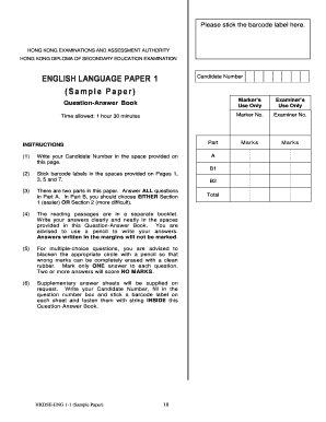 Hong Kong Diploma of Secondary Education English Language Paper 1