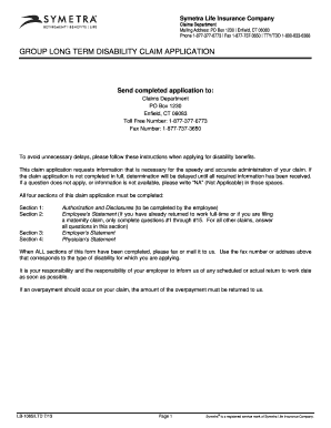 Group Long Term Disability Claim Application