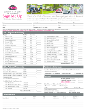 Classic Car Club of America Membership Application