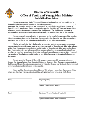 Roman Catholic Diocese of Knoxville Audio/Video Photo Release