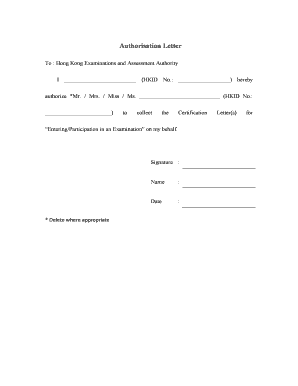 Authorization Letter for Examination Certification