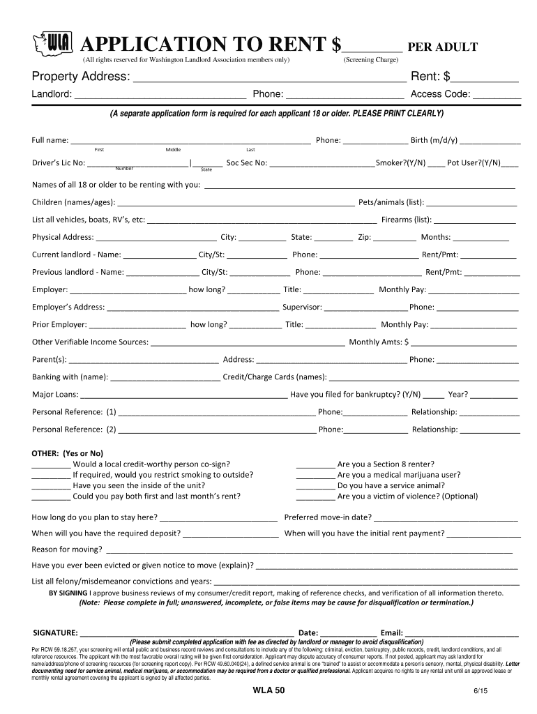 washington landlord association lease agreement Preview on Page 1
