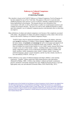 Pathways to Cultural Competence Checklist