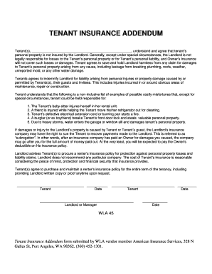 Tenant Insurance Addendum